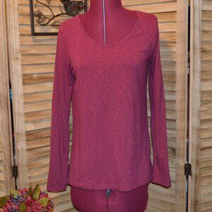 Sigrid Olsen S Maroon Red L/S Top Scoop NeckSide Slits